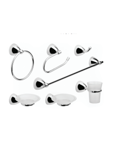 220/184-00 SET X8 PIEZAS CON JABONERA CRISTAL NERON CROMO ESTALGRIF OFERTA